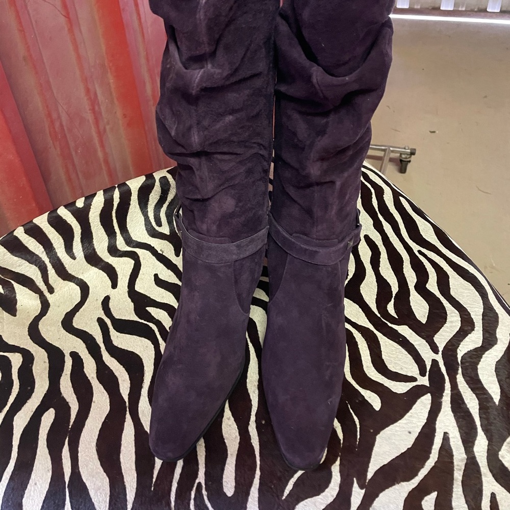 Eggplant nubuck scrunched boots